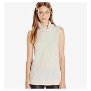 BCBGMAXAZRIA Womens Merino Wool Sleeveless Turtleneck Draped Open Back Sweater M